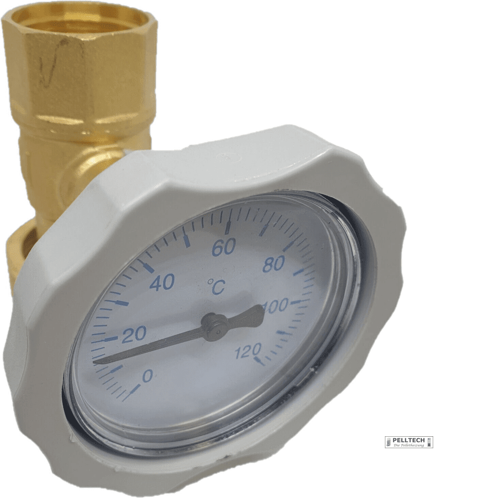 Pumpenkugelhahn mit Bremse und Thermometer 1" Zoll - Heizung99.de