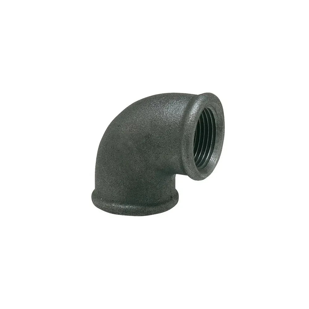 Tempergussfitting,Langer Bogen 90° (IGxIG) Schwarz - Heizung99.de